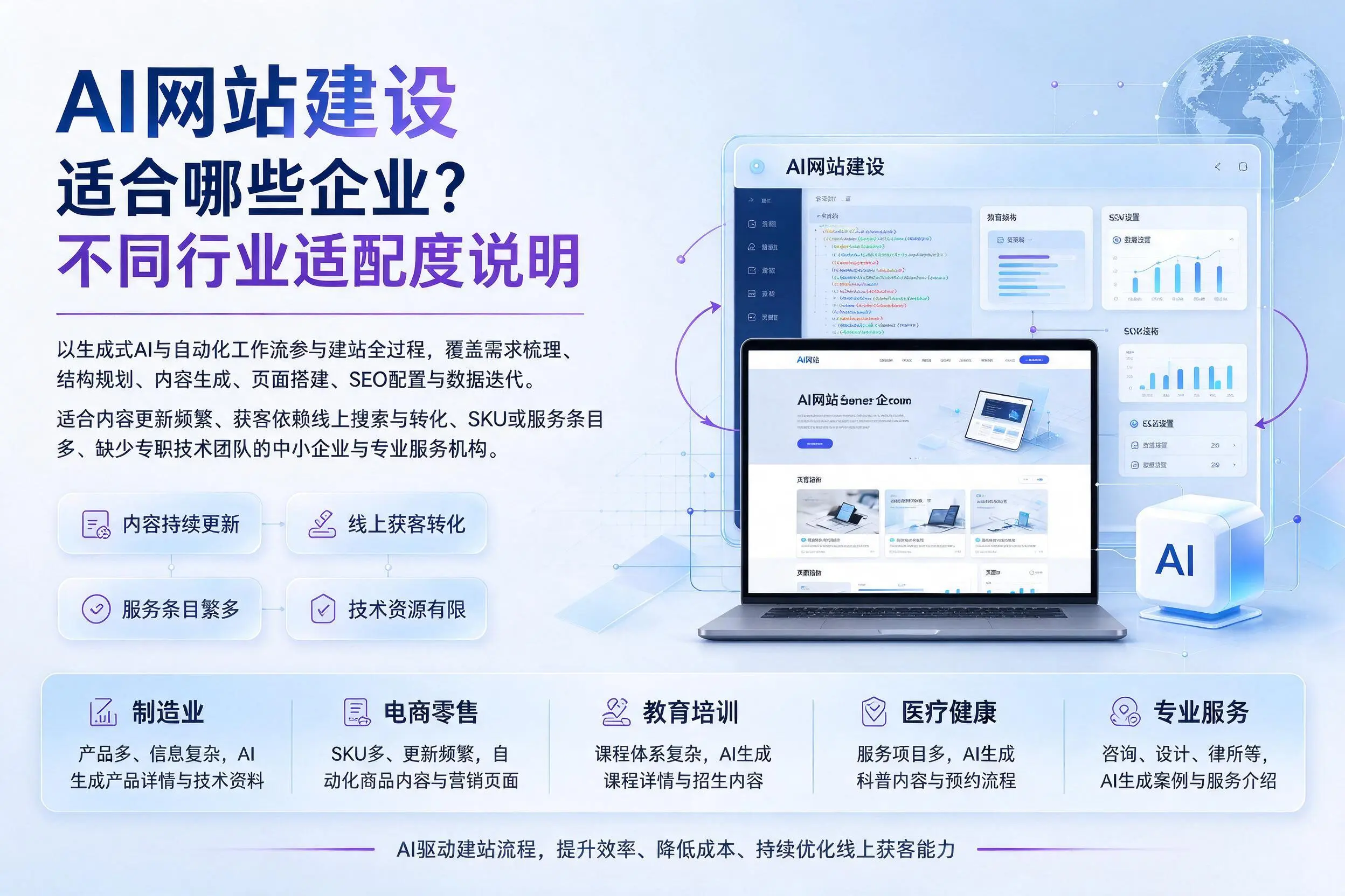 AI网站建设适合哪些企业？郴州不同行业适配度说明